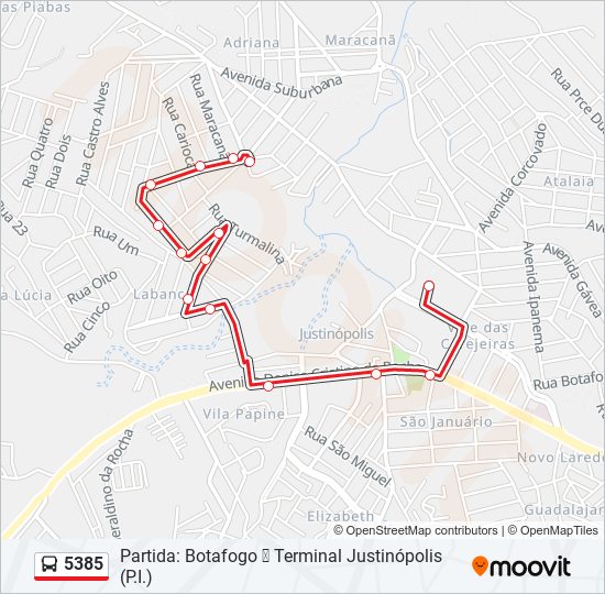 Mapa de 5385 de autobús