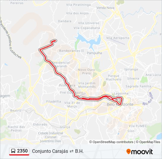 Mapa da linha 2350 de ônibus