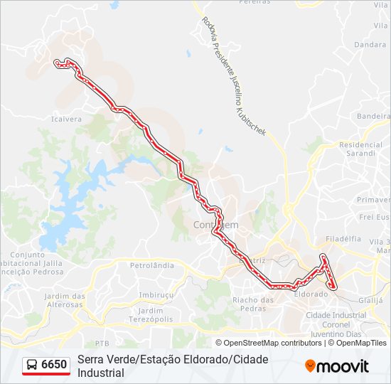 Mapa da linha 6650 de ônibus