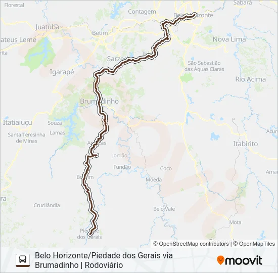PIEDADE DOS GERAIS (SARITUR) Bus Line Map