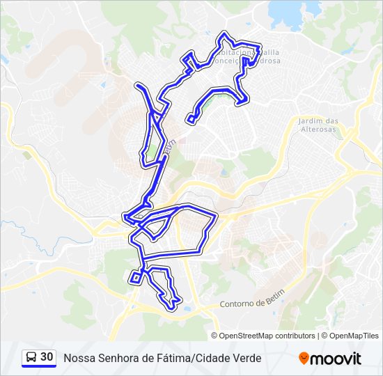 Mapa da linha 30 de ônibus
