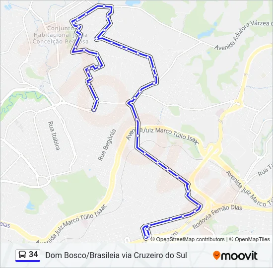 34 Bus Line Map
