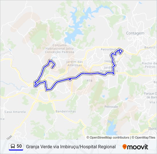 Mapa da linha 50 de ônibus