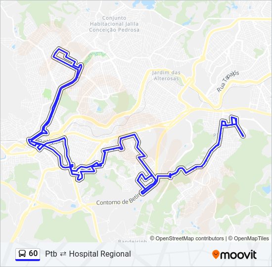 Mapa da linha 60 de ônibus