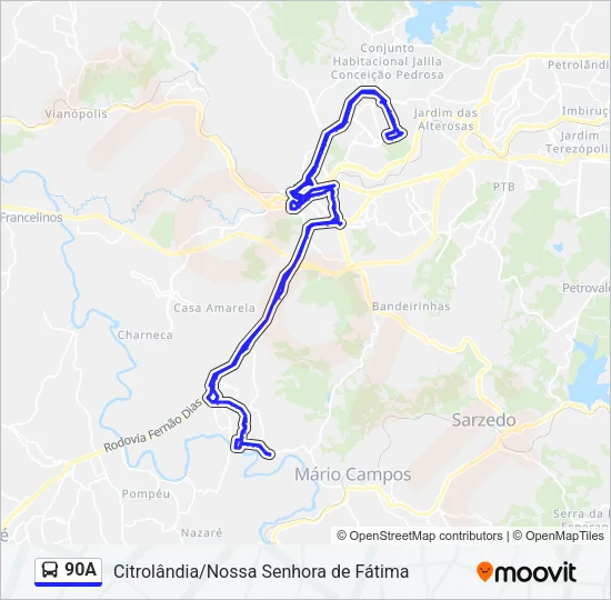 90A Bus Line Map