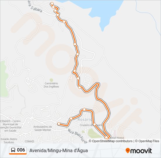 Mapa da linha 006 de ônibus