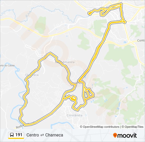Mapa da linha 191 de ônibus