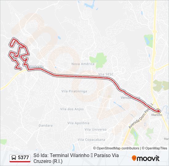 Mapa de 5377 de autobús