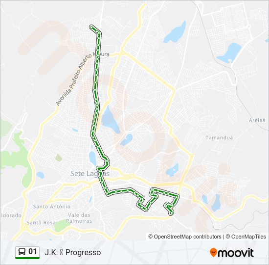 Mapa da linha 01 de ônibus