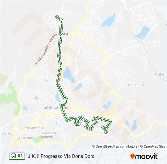 Mapa da linha 01 de ônibus