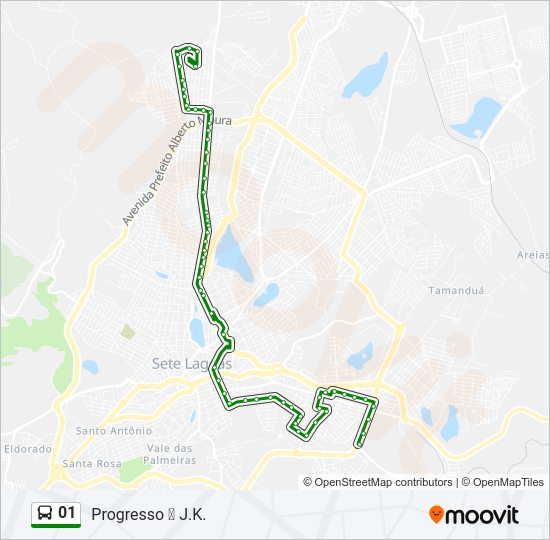 Mapa da linha 01 de ônibus