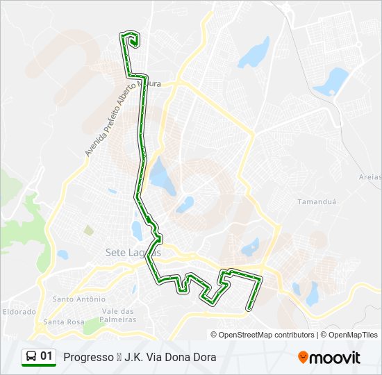 Mapa da linha 01 de ônibus