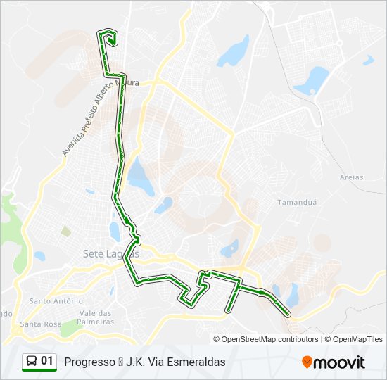 Mapa da linha 01 de ônibus