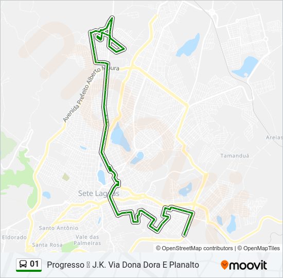 Mapa da linha 01 de ônibus