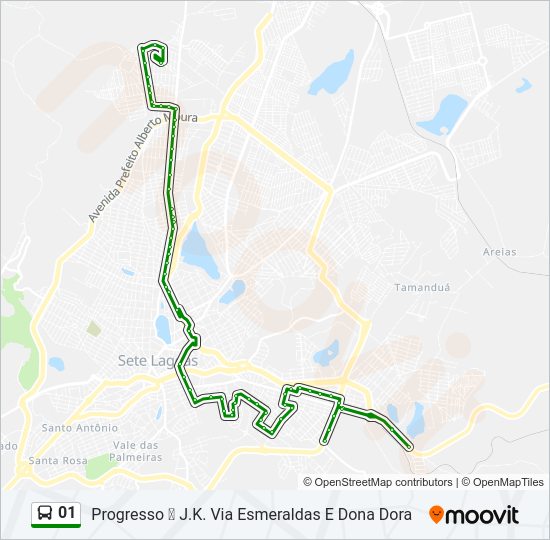 Mapa da linha 01 de ônibus