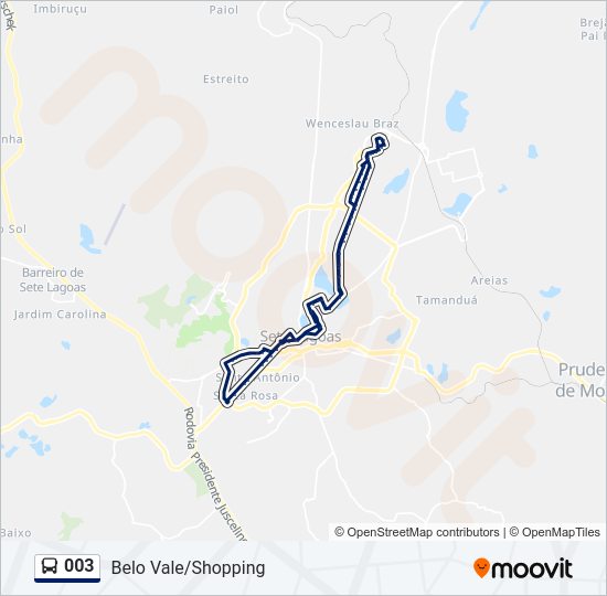 Mapa da linha 003 de ônibus