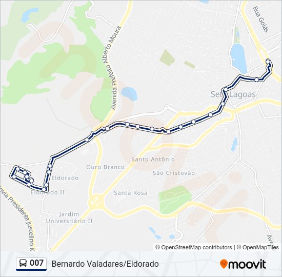 Mapa da linha 007 de ônibus