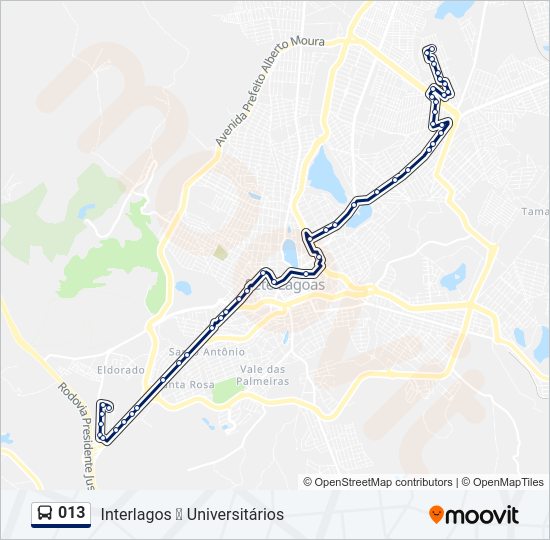 Mapa da linha 013 de ônibus