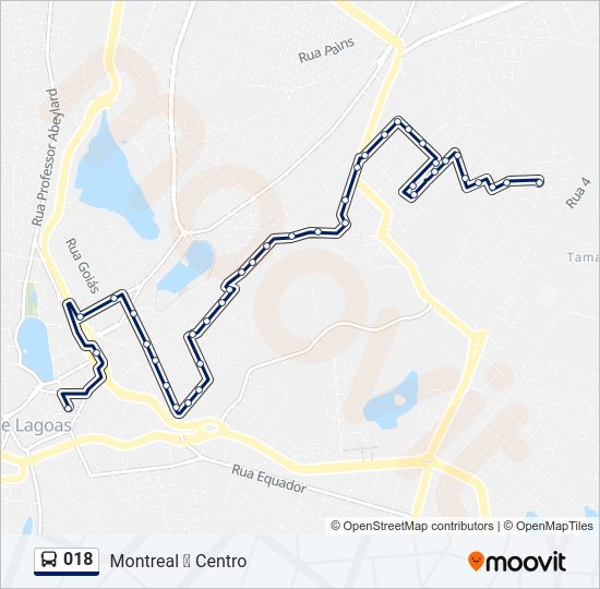 Mapa da linha 018 de ônibus