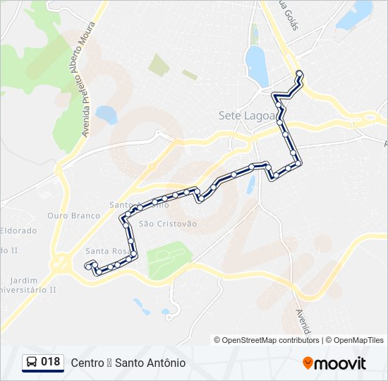 Mapa da linha 018 de ônibus