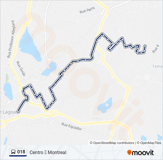 Mapa da linha 018 de ônibus