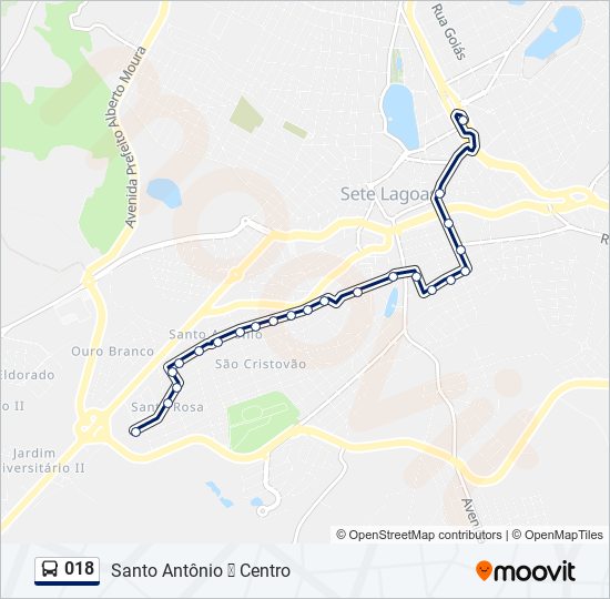 Mapa da linha 018 de ônibus