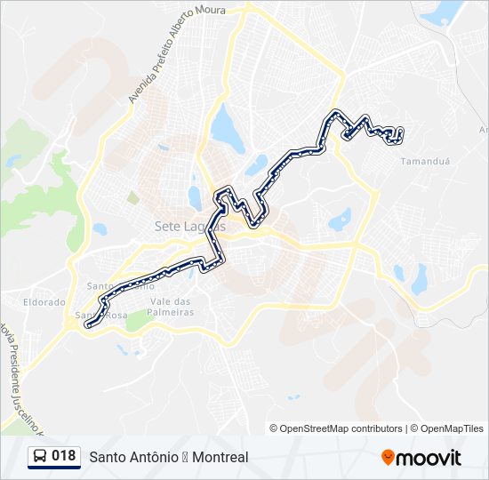 Mapa da linha 018 de ônibus