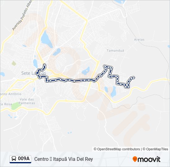 Mapa da linha 009A de ônibus