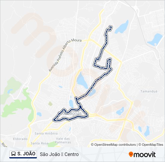 Mapa da linha S. JOÃO de ônibus