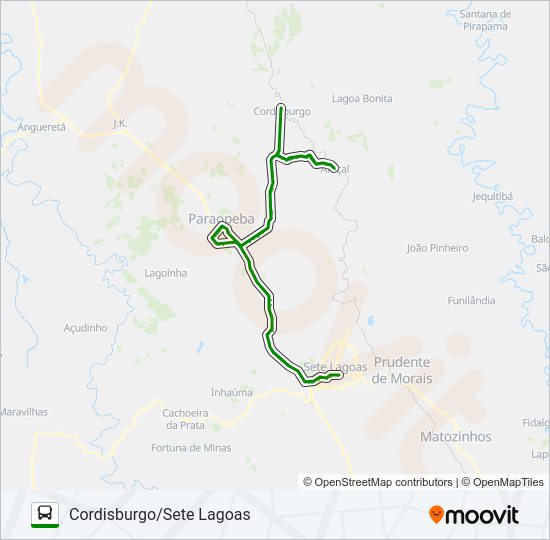 Mapa da linha SETELAGOANO 3166 de ônibus