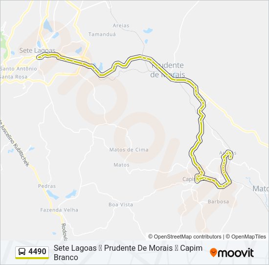 Mapa da linha 4490 de ônibus
