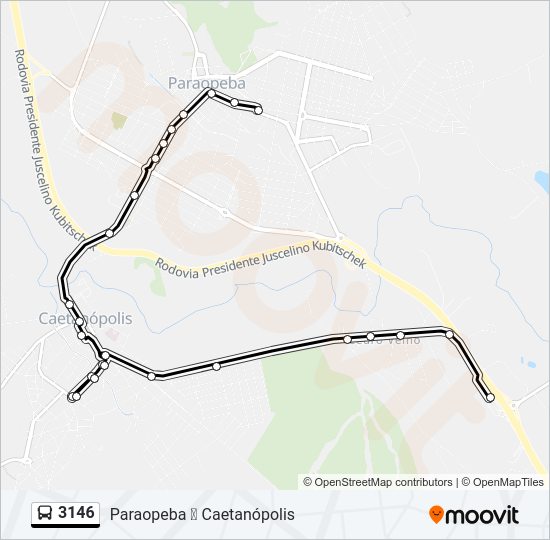 Mapa da linha 3146 de ônibus