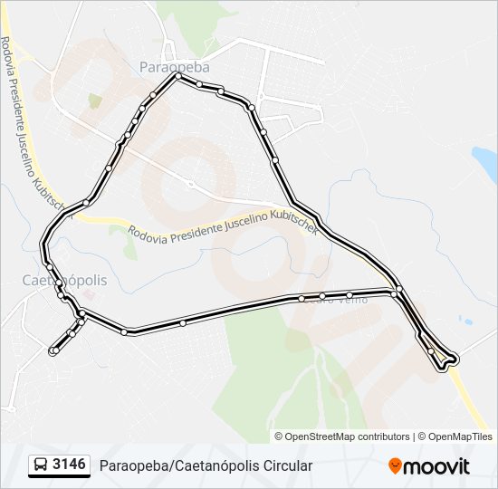 Mapa da linha 3146 de ônibus