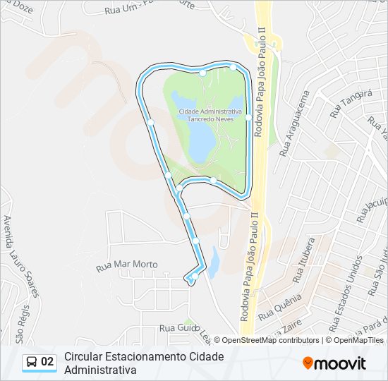 Mapa da linha 02 de ônibus