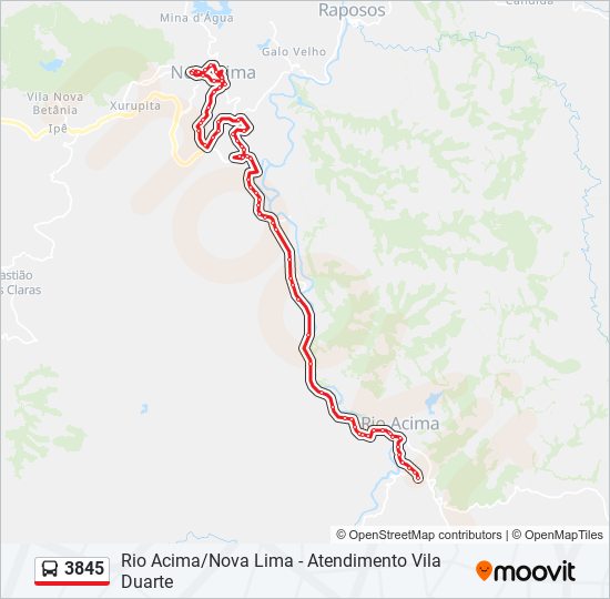 Mapa de 3845 de autobús