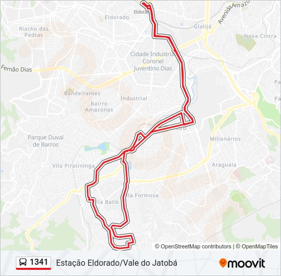 Mapa da linha 1341 de ônibus