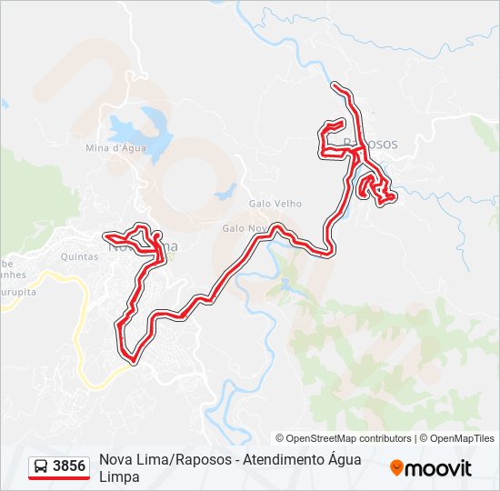 Mapa da linha 3856 de ônibus