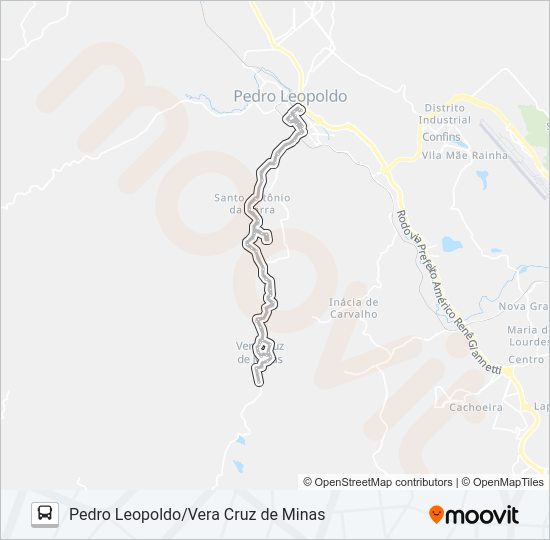 Mapa da linha 100 de ônibus