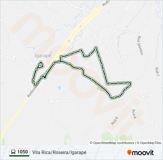 Mapa de 1050 de autobús