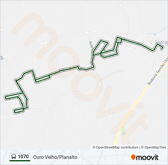 Mapa de 1070 de autobús