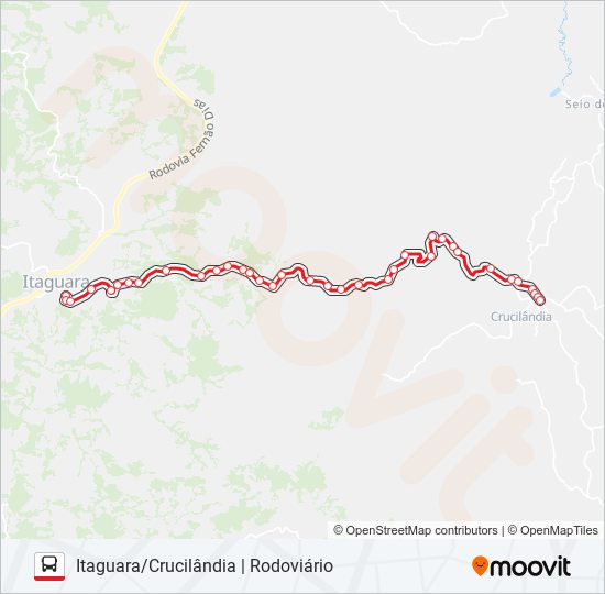 Mapa da linha TRANSMOREIRA 1193.2 de ônibus