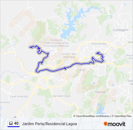 Mapa da linha 40 de ônibus