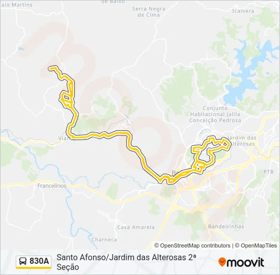 830A Bus Line Map