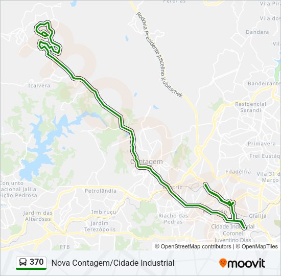 Mapa da linha 370 de ônibus