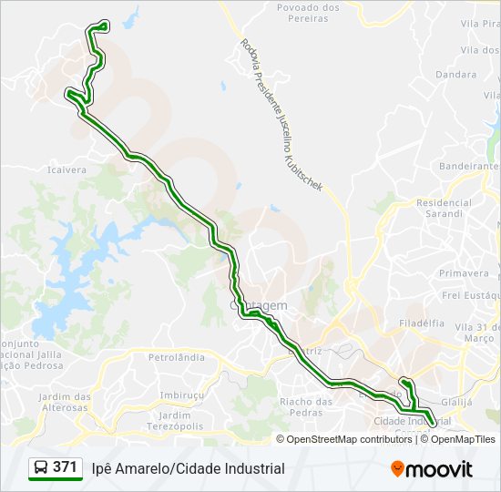Mapa da linha 371 de ônibus