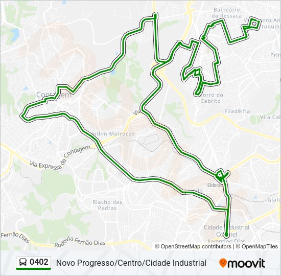 Mapa da linha 0402 de ônibus