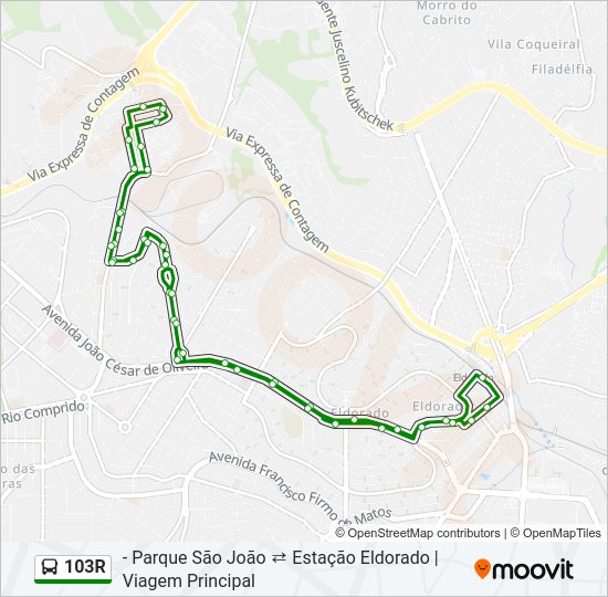 Mapa da linha 103R de ônibus