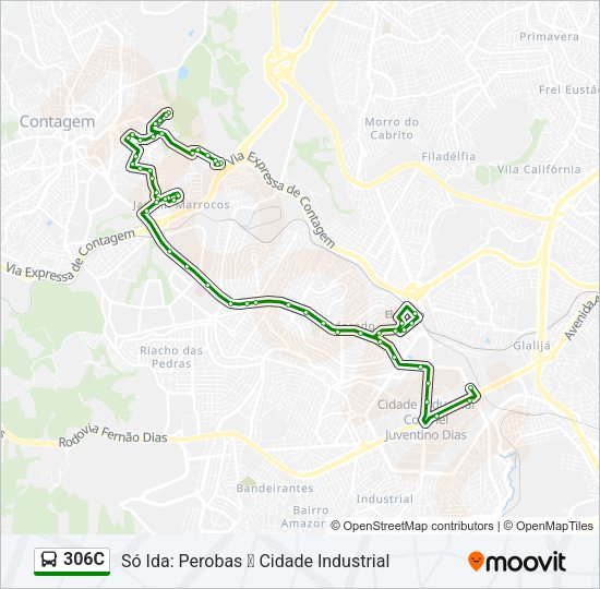 Mapa da linha 306C de ônibus