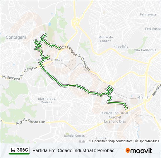 Mapa da linha 306C de ônibus