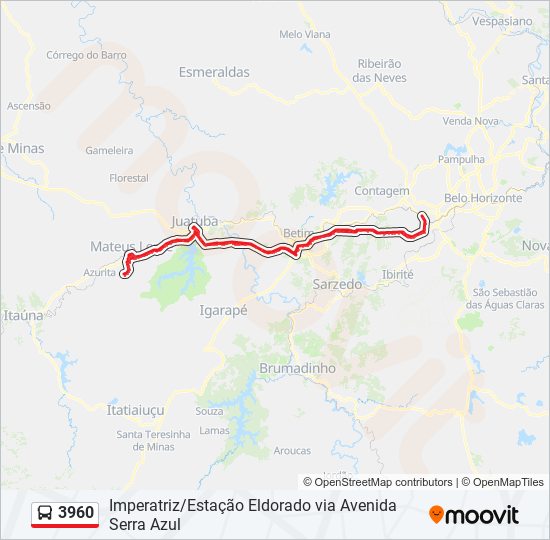 Mapa da linha 3960 de ônibus